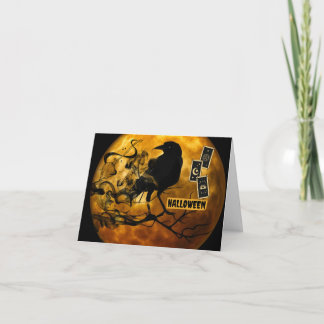 Skrämmande svart kråka, Tarotkort Halloween Fullmå Kort