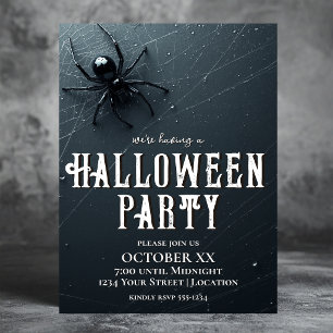 Skrämmande svart spindel och web Halloweendal Inbjudningar