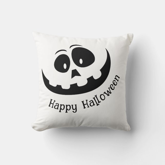 Skrämmande svart-vit god Halloween Kudde (Framsida)