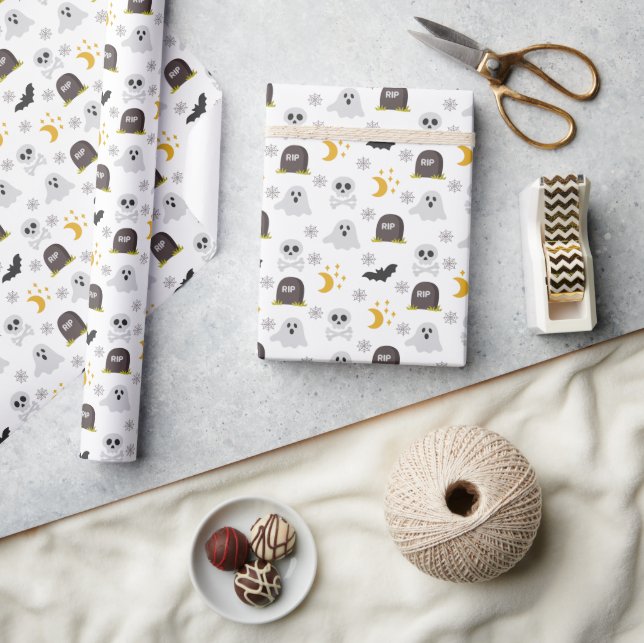 Skrämmande svart-vit Halloween-presentpapperrulle Presentpapper (Hantverk)