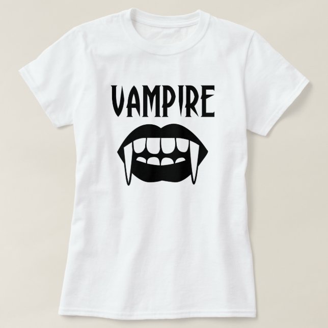 Skrämmande svart-vit vampyr Halloween T Shirt (Design framsida)