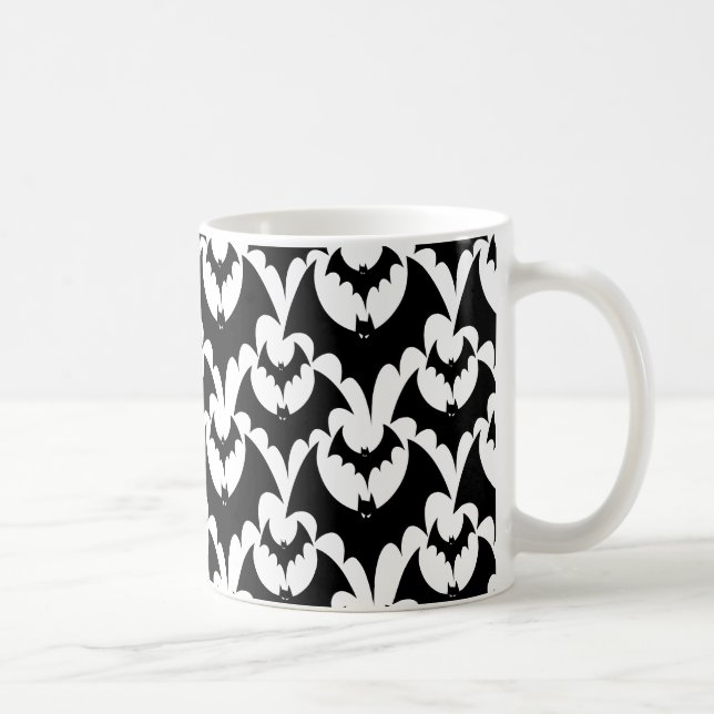 Skrämmande svarta fladdermöss Halloween-mönster Kaffemugg (Höger)