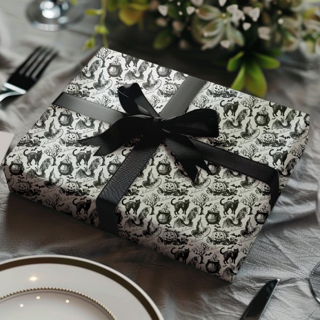 Skrämmande svarta katter, fladdermöss och hallowee presentpapper (Skapare uppladdad)