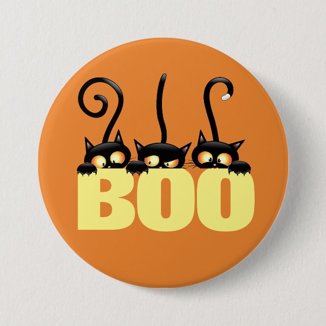 Skrämmande svarta kattknappar knapp (Framsida)