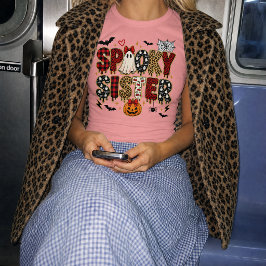 Skrämmande syster Halloween | Leopardtryck Mix T Shirt
