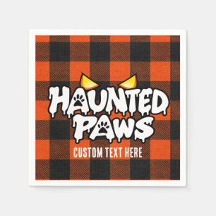 Skrämmande tassar Halloween med orange-svart-rutig Pappersservett