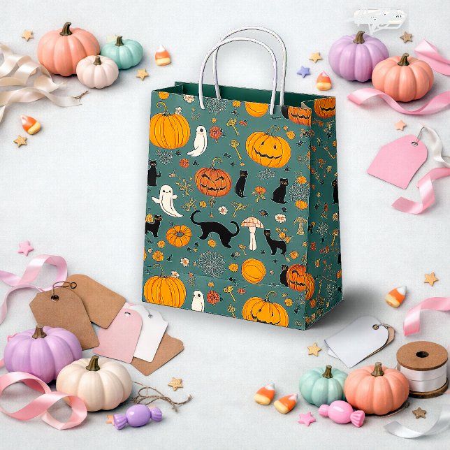 Skrämmande teal vintage-pumpaghostmönster (Skapare uppladdad)