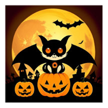 Skrämmande Tecknade Fladdermöss Pumpa Måne Hallowe