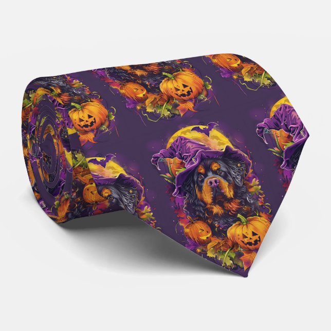 Skrämmande tibetansk mastiff hund Halloween häxa p Slips (Rullad)