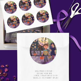 Skrämmande tid monster barn Halloween Runt Klistermärke