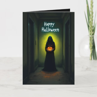 Skrämmande tjej skräck Halloween Kort