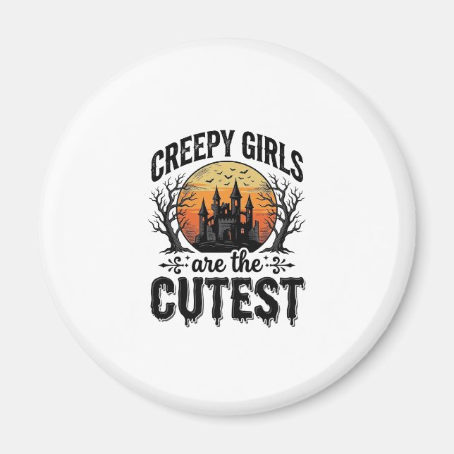 Skrämmande tjejer är sötaste Halloween vektordesig Magnet (Framsidan)