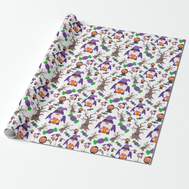 Skrämmande Tomte Halloween Presentpapper (Utrullad)