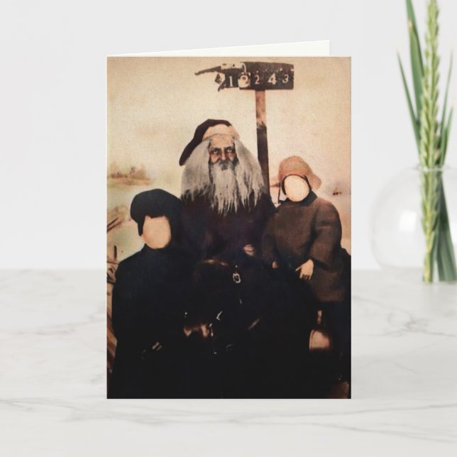 Skrämmande tomte julkort helgkort (Framsida)