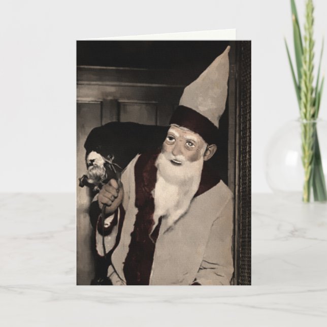 Skrämmande tomte julkort helgkort (Framsida)