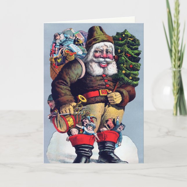 Skrämmande tomte julkort helgkort (Framsida)