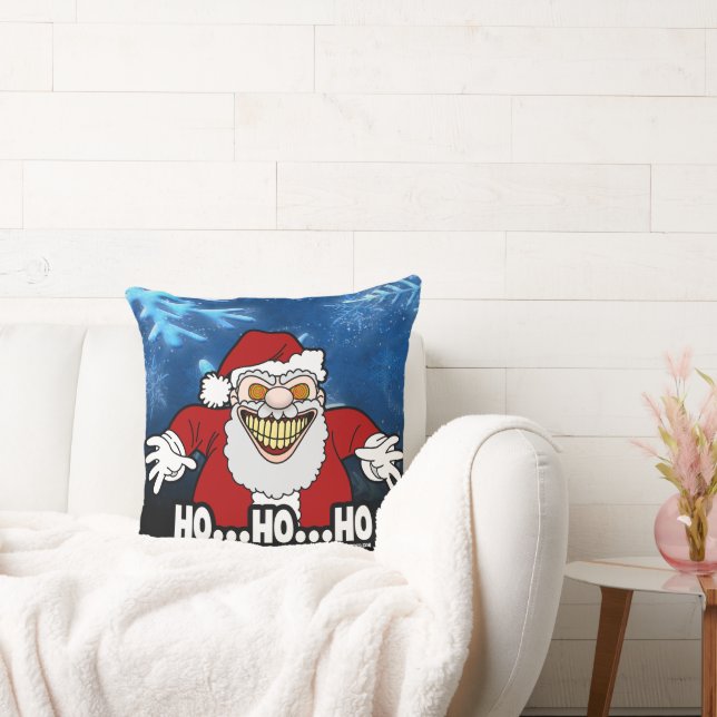 Skrämmande tomte skruvade grafik HOHOHO Kudde (Soffa)