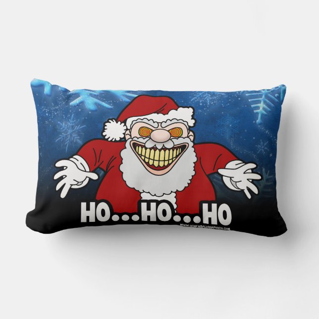 Skrämmande tomte skruvade grafik HOHOHO Lumbarkudde (Framsida)