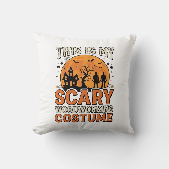 Skrämmande träbearbetningskostym Halloween Vintage Kudde (Framsida)