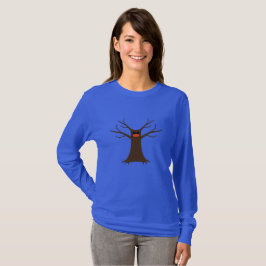 Skrämmande träd som bär en ansiktsmask Long Sleeve T Shirt