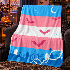 Skrämmande Trans Pride Flagga Halloween Kyrkogård Fleecefilt