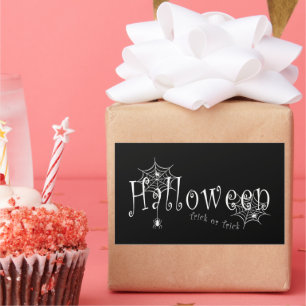 Skrämmande Trick or Treat Halloween Spindeldesign Rektangulärt Klistermärke