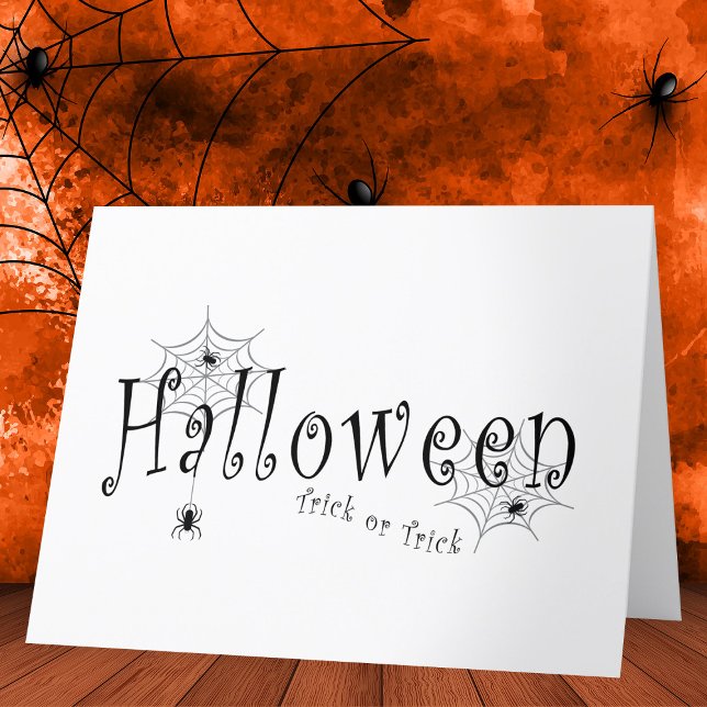 Skrämmande Trick or Treat Halloween Spindeldesign Tack Kort (Spooky Trick or Trick Halloween Spider Design. Thank You Card)