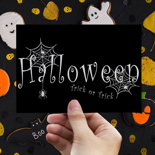 Skrämmande Trick or Treat Halloween Spindeldesign Vykort (Skapare uppladdad)
