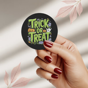 Skrämmande Trick or Treat-slem Halloween-dekalj Runt Klistermärke