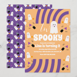Skrämmande Två Groovy Bokstäver Halloween Spökfest Inbjudningar