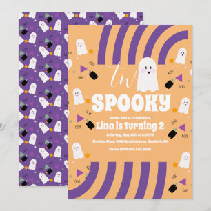 Skrämmande Två Groovy Bokstäver Halloween Spökfest Inbjudningar