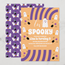 Skrämmande Två Groovy Bokstäver Halloween Spökfest Inbjudningar