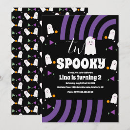 Skrämmande Två Groovy Bokstäver Halloween Spökfest Inbjudningar