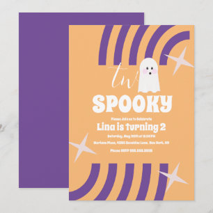 Skrämmande Två Groovy Halloween Spökfest Inbjudningar
