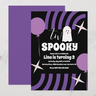 Skrämmande Två Groovy Halloween Spökfest Svart Inbjudningar