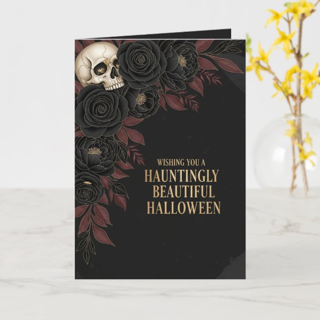 Skrämmande vacker Halloween-kort Kort (Gul blomma)