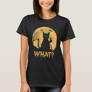 Skrämmande Vad Katt Halloween 2022 Dräkt Svarta Ka T Shirt