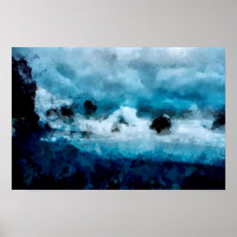 Skrämmande vågar i ett regn | Liggande Poster