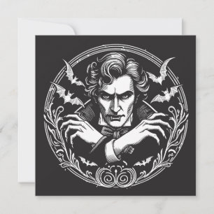 Skrämmande Vampyr Vintage Skräckillustration Kort