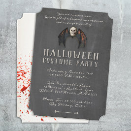 Skrämmande vampyrfladdermusvingar Skalle Halloween Inbjudningar