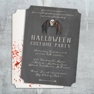 Skrämmande vampyrfladdermusvingar Skalle Halloween Inbjudningar