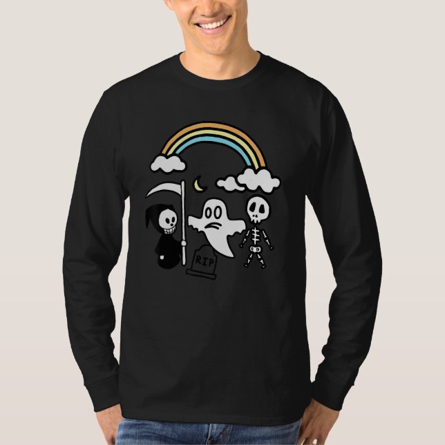 Skrämmande vänner Spöke Dödens skördare Regnbåge H T Shirt (Framsida)