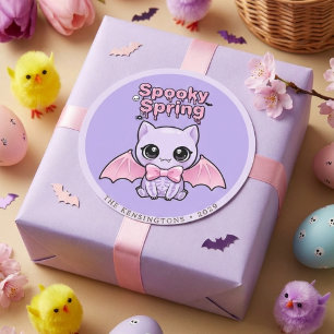 Skrämmande vårfladdermus Lavendel Pastell Goth Run Runt Klistermärke