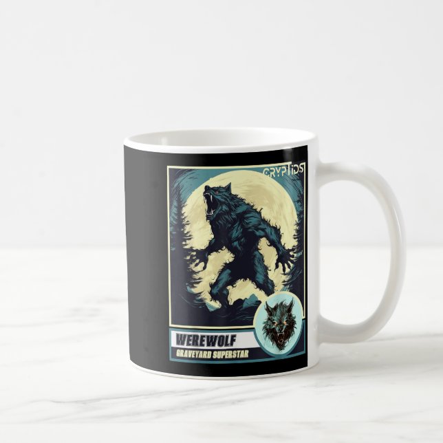 Skrämmande varulv ylar mot månen kaffemugg (Höger)