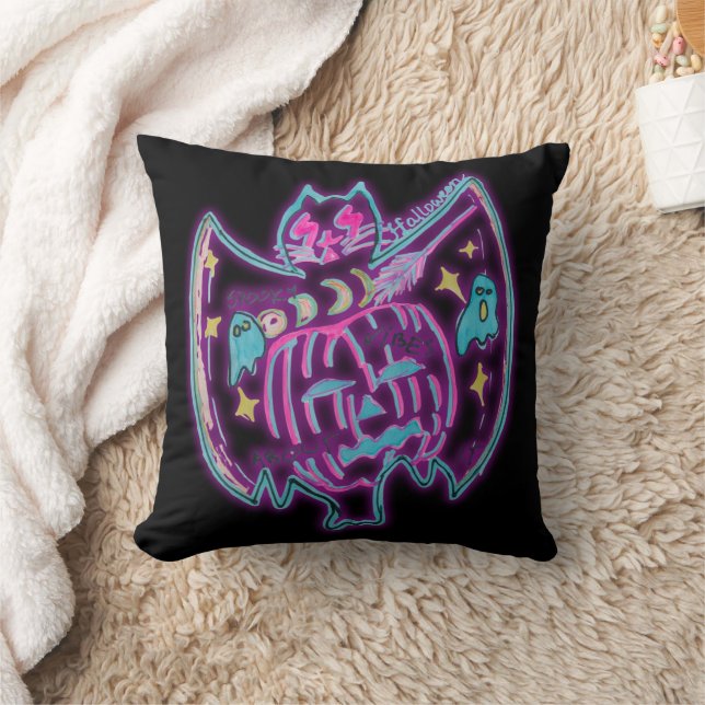Skrämmande vibbar om det Handritad häxa Halloween Kudde (Filt)