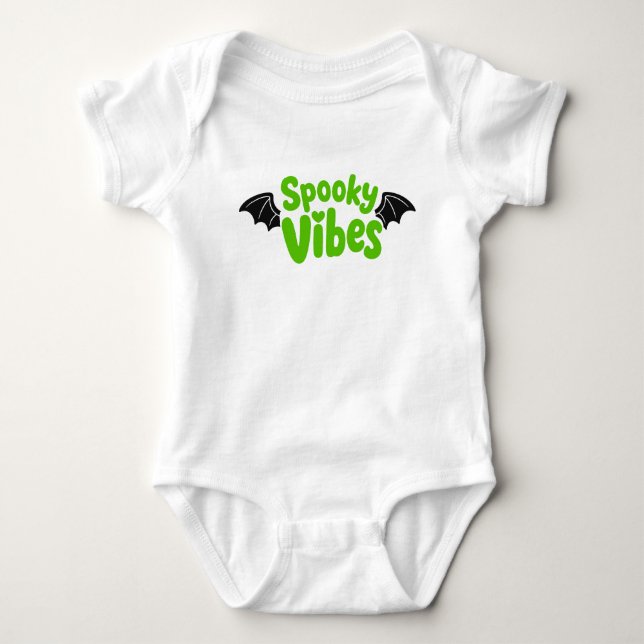 Skrämmande vibbar Söt Halloween-bebis T Shirt (Framsida)