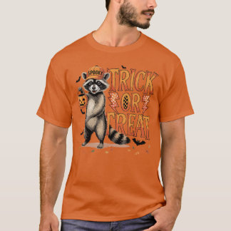 Skrämmande Vild Rolig Tvättbjörn Häxa Halloween Bu T Shirt