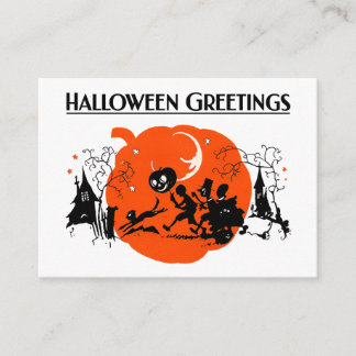 Skrämmande Vintage Art Deco Svart Katt Halloween-u Tilläggskort