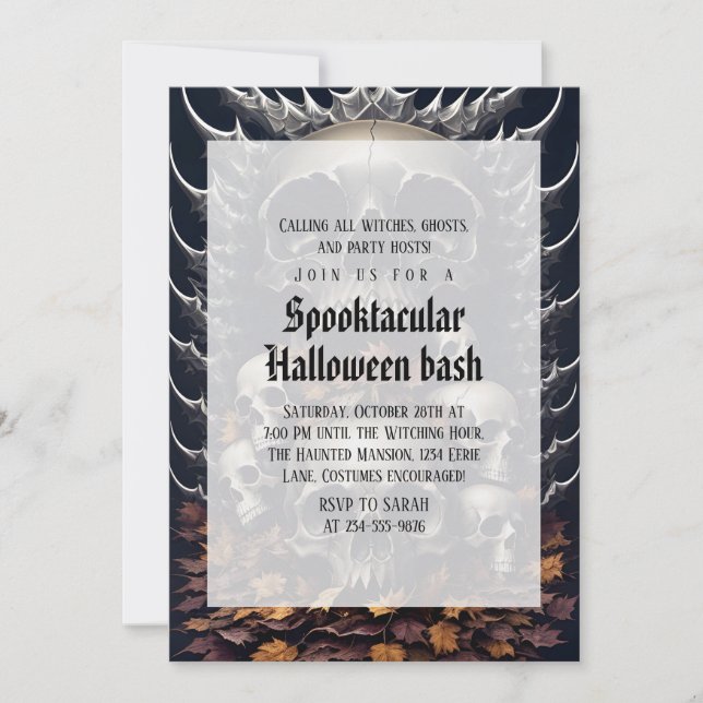 Skrämmande Vintage Gotisk Halloween Kostymfest Inbjudningar (Framsida)