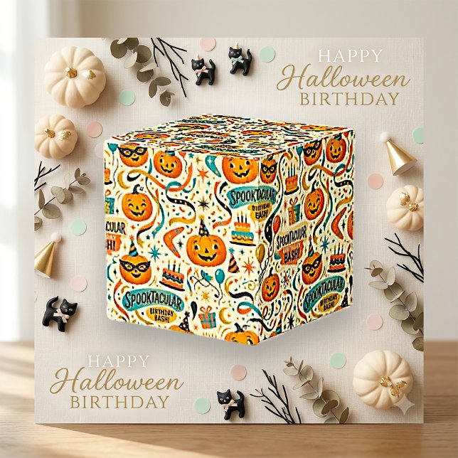 Skrämmande Vintage Halloween-pumpa-födelsedagsmöns Presentaskar (Skapare uppladdad)